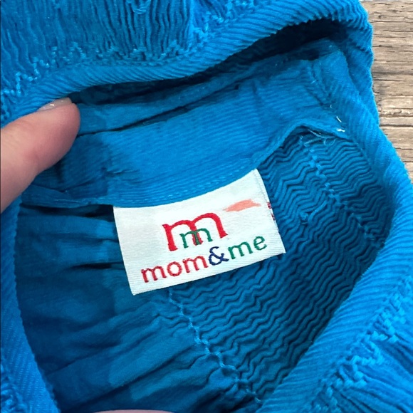 Mom & Me blue teal corduroy smocked dress pearls size 6x - Picture 4 of 6